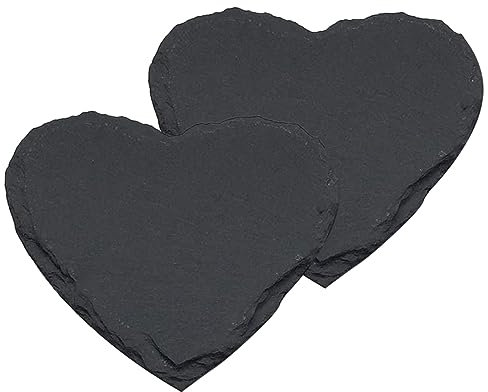 PRETYZOOM 2piezas Platos De Pizarra Natural Duraderos Corazón Postres Storage Decoración Para Hogar Restaurantes