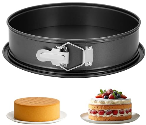 GeekLeaf kakform, 25 cm rund kakburk för bakning, 25 cm tårtburkar med lös bas enkel frisättning för ostkaka, non-stick kakform för restauranger, hem och kök