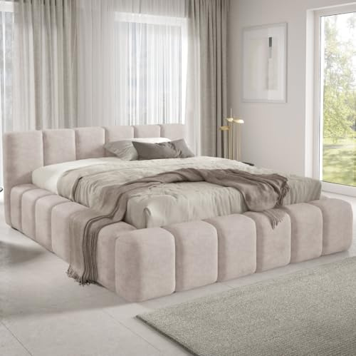 Dekori Polsterbett KALLA Premium Wolkenbett mit Bettkasten, Chenille Stoff (Perfect Harmony 02, 180 x 200 cm)