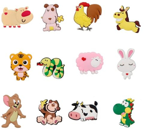 Imanes de Nevera para Niños,12Piezas Imanes 3D de Animales de Dibujos Animados,Imanes de Nevera de Animales,Imanes de Refrigerador Educativos para Pizarra Blanca,Hogar,Oficina y Aula Preescolar