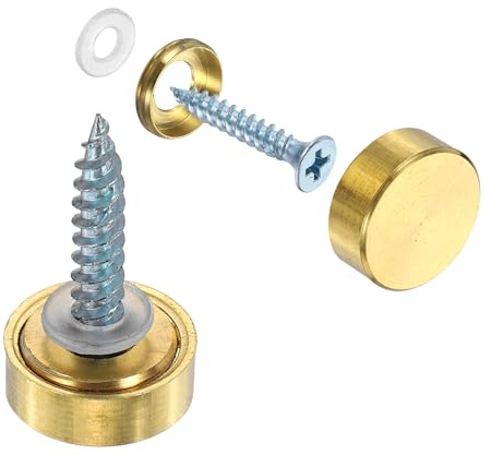 sourcing map 20Pcs Screw Covers Caps, Brass Mirror Screws Decorative Caps Cover Nail Fasteners for Sign Advertising Hardware Construction, 14mm Diameter, Copper