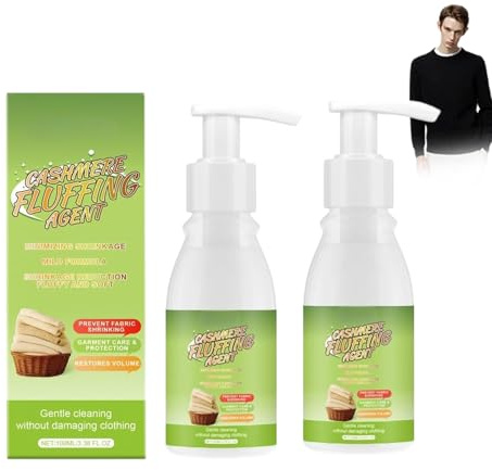 Sköljmedel för ullskötsel, volym för stickning, mild formel mot krympning, textilvård för mjuka och fluffiga fibrer, perfekt för hushåll klädvård, kashmir fluffig agent, 2 stycken