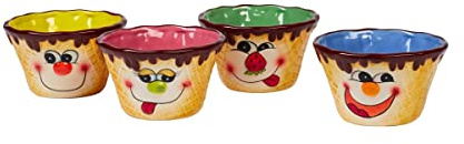 genialo Keramik-Eisbecher-SetSchleckermäulchen, Dessertschälchen Speiseeis, Eisschalen für Kinder, 4 Stück, Bunt