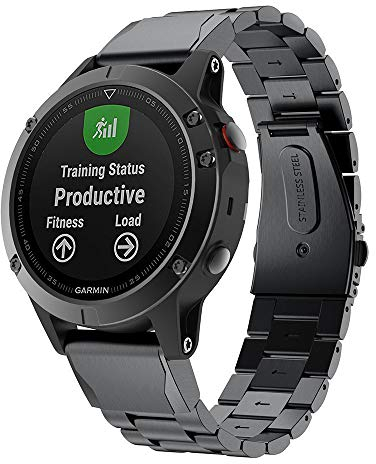 TOPsic Correa Fenix 5, 22mm Metal Acero Inoxidable Reemplazo Correas Banda Pulseras de Repuesto Correa para Fenix 5/5 Plus/Forerunner 935/Fenix 6/Fenix 6 Pro/Fenix 7/Fenix 7 Solar