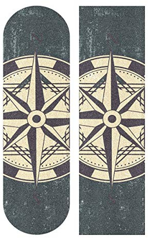 BEUSS Dunkler Kompass Muster Skateboard Griptape Rutschfest Selbstklebend Longboard Griptapes Aufkleber Griffband(84 * 23cm 1pcs)