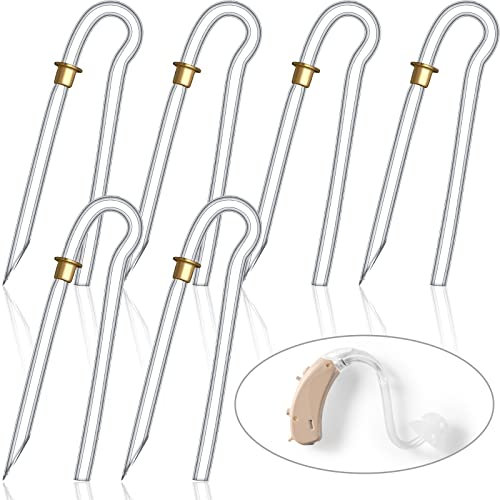 Hearing Aid Tubes Preformed BTE Earmold Tubing 3.5 x 2 mm Hearing Aid Replacement Tube with Gold Lock Hearing Amplifiers Ear Tubes for Hearing Aids(6 Pieces)