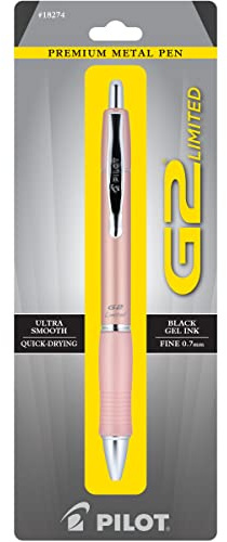 PILOT G2 Limited Refillable & Retractable Gel Pen, Fine Point, Rose Gold Barrel, Black Ink, Single Pen (31543)