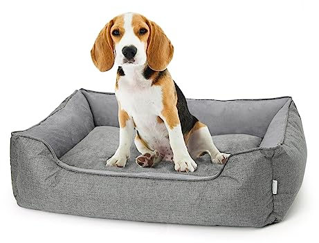 Lucky Sign Dog Bed Letto ortopedico lavabile per cani Letto per cani di grandi dimensioni Soffici posti letto e mobili per cani di piccola taglia, 90x65x21cm - Grigio