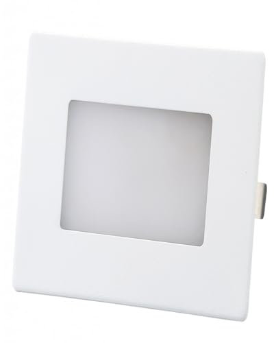LeClubLED Foco LED empotrable en pared escalera 2,5 W impermeable IP65 150 lm 3CCT 220 V ángulo 120 ° - Foco exterior con luz ajustable - Blanco (blanco, cuadrado - base redonda)