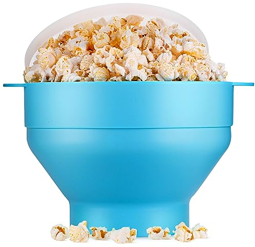 EcoEarth Macchina per popcorn a microonde, Ciotola pieghevole per popcorn in silicone alimentare con coperchio, Macchina per popcorn ad aria calda, Granchio blu