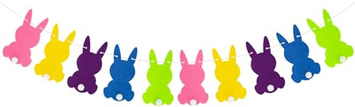 Easter Bunny Banner, Happy Easter Flag Bunting Colorful Rabbit Felt Ball Party Banners Garland for Easter Birthday Spring Festival Outdoor Indoor Garden Party Home Decorations A7MZTZLQ