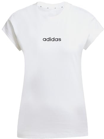 adidas Donna Essentials Linear Cotton T-Shirt, White/Black, M