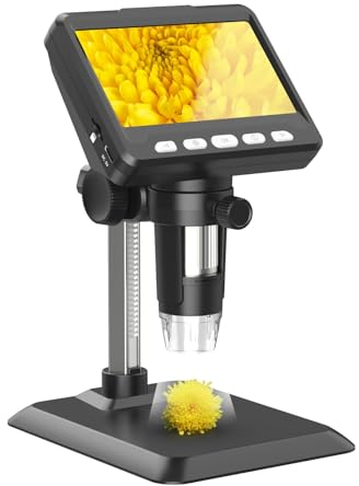 Ashfly Mikroskop, LCD Digital Mikroskop 500X 4,3-Zoll 1080P USB Mikroskop mit 8 einstellbaren LED Licht, PC-Ansicht, kompatibel mit MacOS Windows ideal für Erwachsene