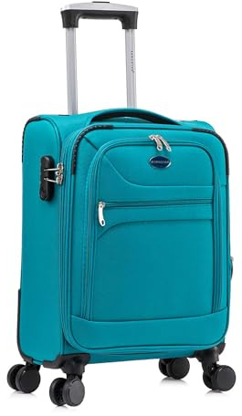 Aerostar Carry-on 20 Lightweight Soft Expandable Suitcase, Hand Luggage 4 Wheels & Combination Lock, 55x35x20cm | Accepted All Airlines easyjet, RyanAir, British Airways (Teal, 36 litres)