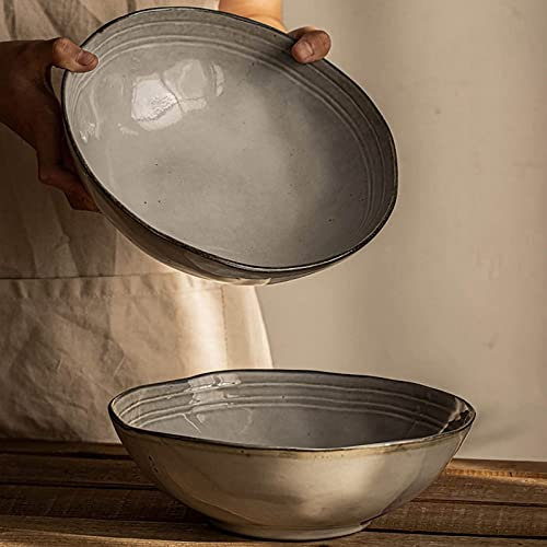 HEYDGBBZ Ceramic Ramen Bowl Soup Bowl Ramen Bowl Soup Bowl Set of 2 Japanese Ceramic Ramen Bowl, Large Salad Bowl Porcelain Muesli Udon Soba Pho Noodles Pasta Salad Bowls Kitchenware(20cmx6.3cm)