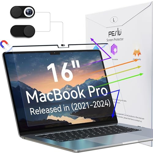 Peslv Magnetische Anti-Blaulicht-Displayschutzfolie für MacBook Pro 16 Zoll (2021-2024, M1, M2, M3, M4), abnehmbarer Blendfilter für 16 Zoll Mac Laptop Computer
