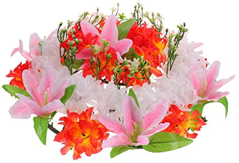 QUMIIRITY Funeraria Artificial De Flores Wreath De para Cementerio Adorno De Jardín Lirios y Crisantemos Decoración para De