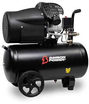 Bimson Power Air Compressor V-Twin 50 Litre Air Tank, Low Noise, 2200W / 3.0HP, 116 PSI, Oil Free Air Compressor, 292L /min, Portable, Lightweight, No Overheating,230V, 2 Year Warranty