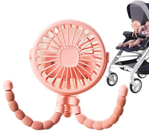 Ventilador portátil para cochecito de bebé para viajes, miniventilador con clip | Ventilador giratorio con clip para cochecito de viaje | Ventilador personal giratorio de mano con 3 velocidades para a