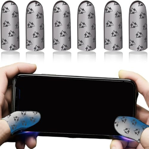 SIOPPKIK 6 Stück Mobile Gaming Finger Sleeve, Fingerhüllen für Gaming, Atmungsaktiv, Anti-Schweiß, Anti-Trockenheit, Gaming-Telefon-kompatibel, Ultra-empfindliche Fingerhandschuhe