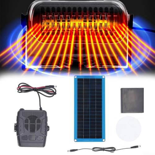 Calentador de panel solar, kit de calentador de invernadero de panel solar, calentador solar portátil con USB, kit de energía solar para secado y calefacción (30 W)