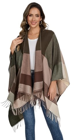 colornival Poncho for Women Shawls Wraps Oversized Winter Scarf Women's Knitted Cape Warm Wearable Blanket Long Cardigans Sweater Coats Christmas Birthday Gifts for Ladies