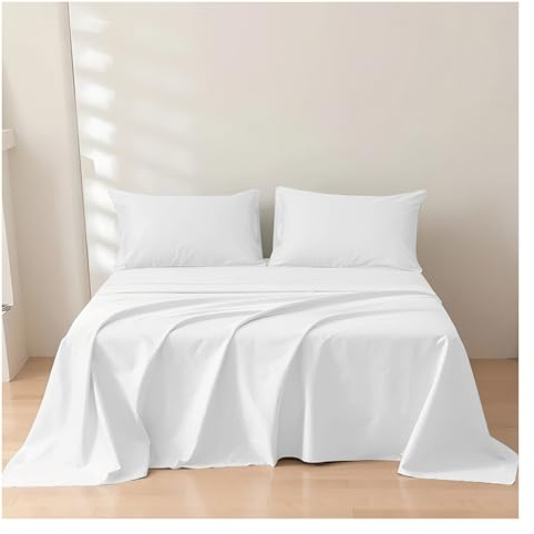 Rehan & Co Single Flat Sheet White 100% Egyptian Cotton 300 Thread Count Hotel Quality Bedding Plain Dyed Breathable Flat Bed Sheets (180 X 255cm)