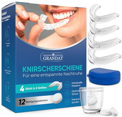 Knirscherschiene für die Nacht Zahnschiene Knirschen.Formbare Zahnschienen als Mundschutz zum Schutz vor Zähneknirschen und Kieferpressen Nachtschienen für Erwachsene mit 12 Reinigungstabletten