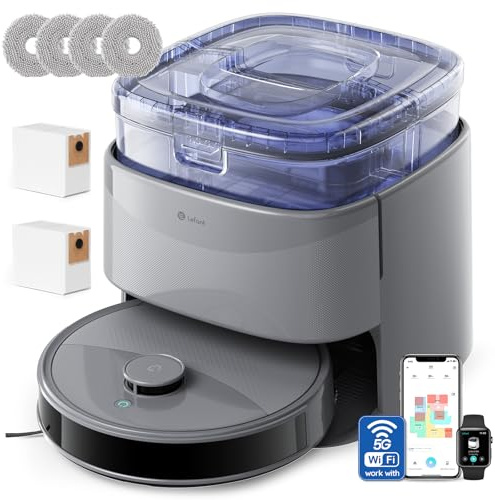 Lefant M3 Max Robot Aspirapolvere e Lavapavimenti con Mappatura, Laser dToF, Aspirazione 20000Pa, Evitamento Ostacoli PSD, Stazione All in One, Auto Svuotamento e Asciugatura, WiFi 2.4G 5G, Alexa App