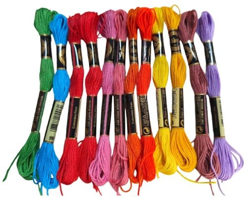 CABODYALS 12 nystan 6 strängar regnbåge färg broderi tråd färgglad brokig vänskapsarmband sträng garn polyester tonad korsstygn tråd för hand sömnad armband hantverk gör-det-själv