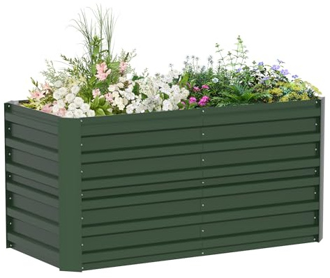 LZQ Jardinière surélevée en métal - 2160 l - Jardinière surélevée pour jardin - Tôle d'acier inoxydable - Parterre galvanisé - Pour la culture de légumes et de fleurs - 300 x 120 x 58 cm