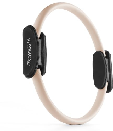 PhysKcal Anello per Pilates, 38 cm, con Manici Imbottiti Extra Spessi, Attrezzatura per tonificare l'interno Coscia, Foglio di Allenamento Incluso (Solo Anello Nude Beige)