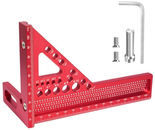 Flewdart Squadra 3d Falegname Metallo Professionale 22,5/30/45/60/67/75/90 Gradi Gradi Per Carpenteria E Ingegneri (Versione estesa da 8 mm)
