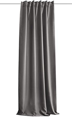 HOMEbasics | Akustikvorhang Uni | ACUSTICO | Lärm-, Hitze-, Kälte- und Zugluft-Schutz + abdunkelnd | grau | 225 x 135 cm