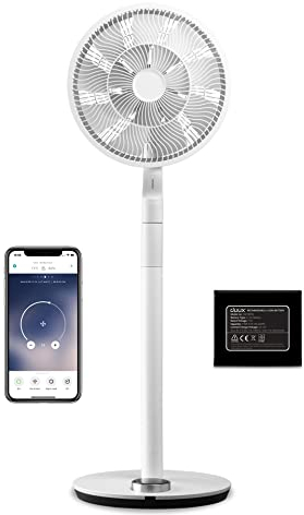 Duux Whisper Flex Ultimate Smart Standventilator Leise - Steuerung per Fernbedienung & Smartphone - Höhenverstellbar 58-103cm - Energieeffizient 3W