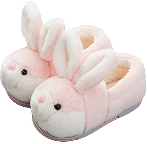 YILANLAN Women's Cute Bunny Animal Slippers, Soft Plush, Memory Foam, Non-Slip, Pink, Size 8.5-9