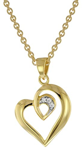 trendor Anhänger Herz Gold 333 / 8K mit vergoldeter Silberkette zauberhafter Halsschmuck für Damen, diese Halskette ist eine tolle Geschenkidee, 51820-38 38 cm