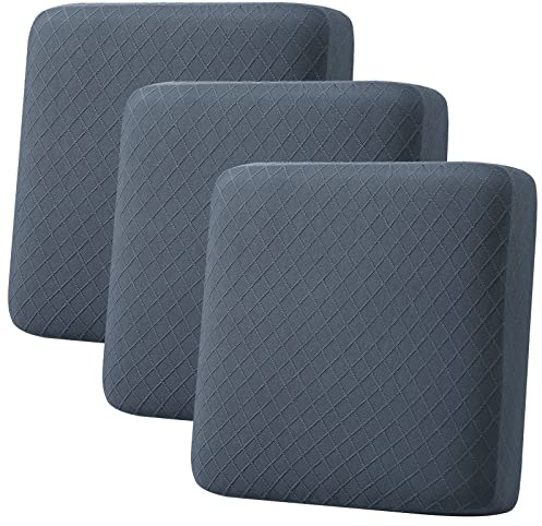 hyha Outdoor Couch Cushion Covers, Sectional Couch Sofa Covers Washable, Jacquard Diamond Lattice, Stretch Sofa Seat Cushion Cover for Indoor/Outdoor Patio Furniture (3 Pieces, Grey)