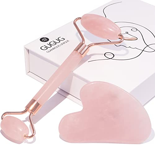 GUGUG Gua Sha Rullo di Giada per il Viso, Guasha Pietra Jade Roller, Pietra Gua Sha Giada per la Donna, Già Sha, Rilassamento dei Muscoli del Collo e del Corpo