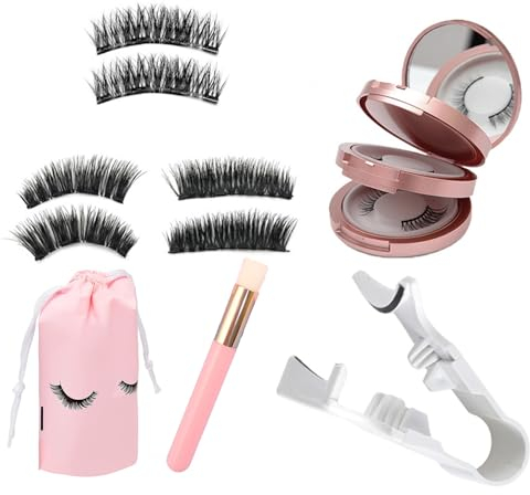3 Paar 3D Magnetisches Wimpern-Set mit Applikatorpinzette, Natürlicher Look, Wiederverwendbar Falsche Eyelashes Wasserdichtem Langlebigem, Künstliche Wimpern für Tägliches Make-up
