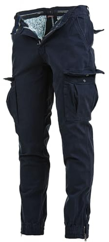 Instinct I Pantaloni Uomo Cargo con Tasche Laterali Slim Fit Autunno Inverno Caldi, Pantaloni Tasconati Multitasche Militari da Lavoro con Elastico alla Caviglia e Coulisse, Taglia 46, Blu MK-606