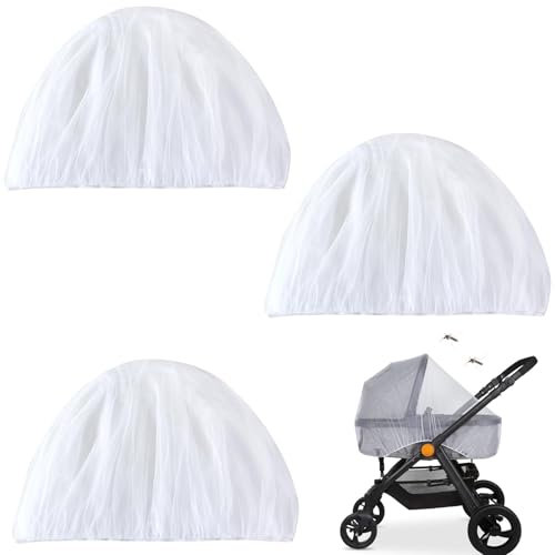 VireEyU Set di 3 reti anti-zanzare per passeggino: Copertura protettiva di alta qualità contro gli insetti, ideale per passeggini, a prova di zanzare, resistente al vento, facilmente rimovibile