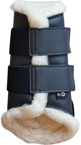 RL24 - Gamaschen Comfort – Pferdegamaschen mit weichem Teddyfutter & Klettverschlüssen – anatomisch geformt & stoßabsorbierend – Gamaschen für Pferde in dunkelblau – Größe M