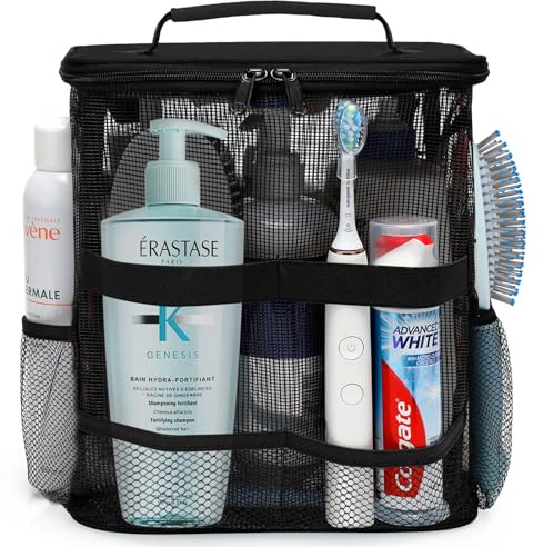 Dorm Room Essentials for Guys Girls Boys, Quick Dry Mesh Shower Caddy Portable, Large Capacity Toiletry Bag with Hanging Hook, Travel Beach Camping Cruise Ship Essentials, Birthday Gifts for Women Man