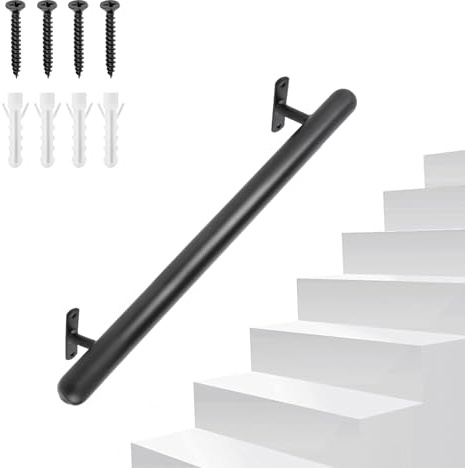 SUPAWAY Pasamanos metálico 66 cm Barandilla de acero inoxidable Pasamanos accesible – Asidero de pared Ø32 mm Juego de barandilla – Agarres de seguridad para balcón, parapeto, interior/exterior