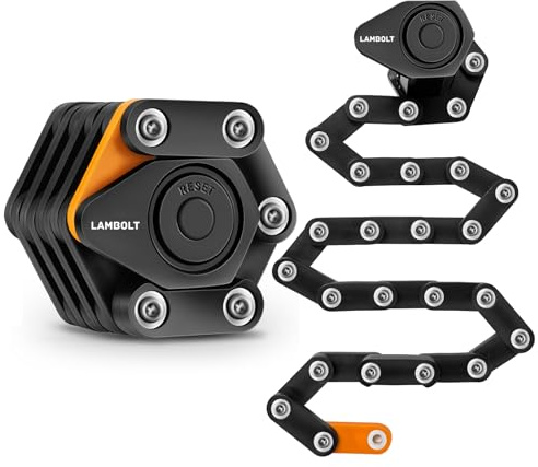 Lambolt Electric Scooter Lock - Heavy Duty Anti-Theft Folding Combination Bike Lock for Ebike | Compact Alloy Steel Security Chain Lock with Mounting Bracket