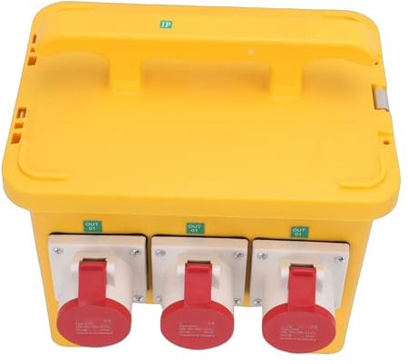 Naroote Power Distribution Box, with 3P 4P Female CEE Sockets, 16A Output Current, Convenient Handle & Water Proof for Construction Site, Home, Garden, Industrial Settings