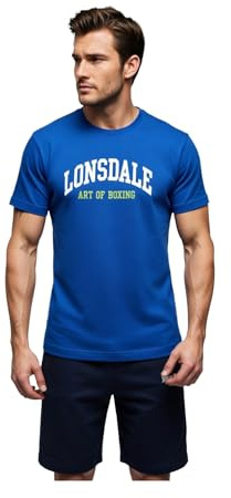 Lonsdale Completo Uomo Cotone Corto - Completo Uomo Sportivo Corto Estivo Leggero Manica Corta - Set Sportivo (IT, Testo, M, 26044 OCEAN)