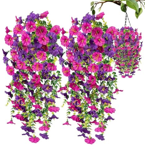 Konstgjorda Petunior 2 Stycken Träds Falska Blommor | UV-beständiga Utan BlekningsPetunia för Balkong TrädInnerBröllop Fest