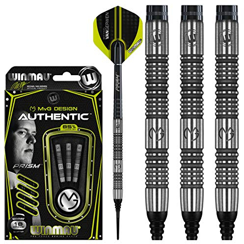 WINMAU Michael Van Gerwen MvG Authentic 22g Profi Wolfram Softip Dartpfeile Set mit Flights und Schäfte